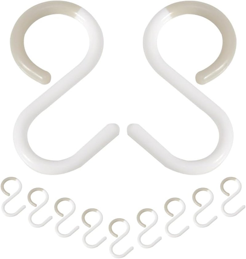 White Plastic S Hooks 12pcs Multi Purpose Kitchen Bathroom Cabinet Storage Organizer - Image 1